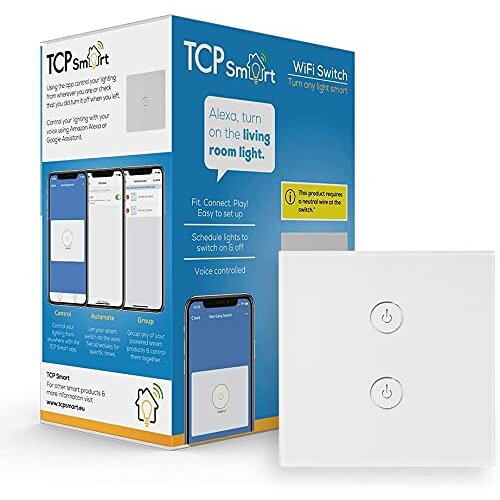 TCP Smart Wi-Fi Double Wall Switch, White